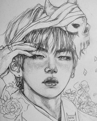 VERY EASY , real time drawing jin BTS kpop boyband from south korea -  YouTube