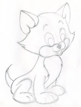 Draw Sitting Cartoon Kitty. Step by step.