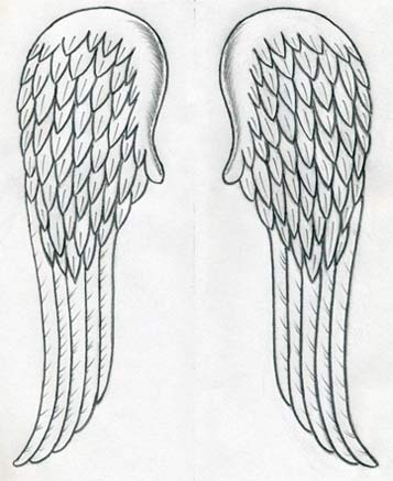 simple angel wings drawing