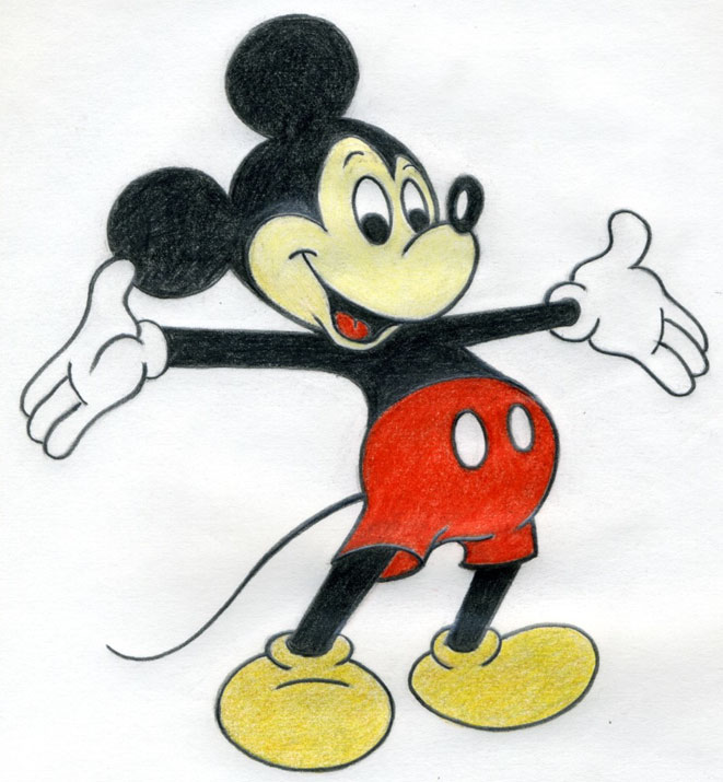 How to draw winking Mickey Mouse  Sketchok easy drawing guides