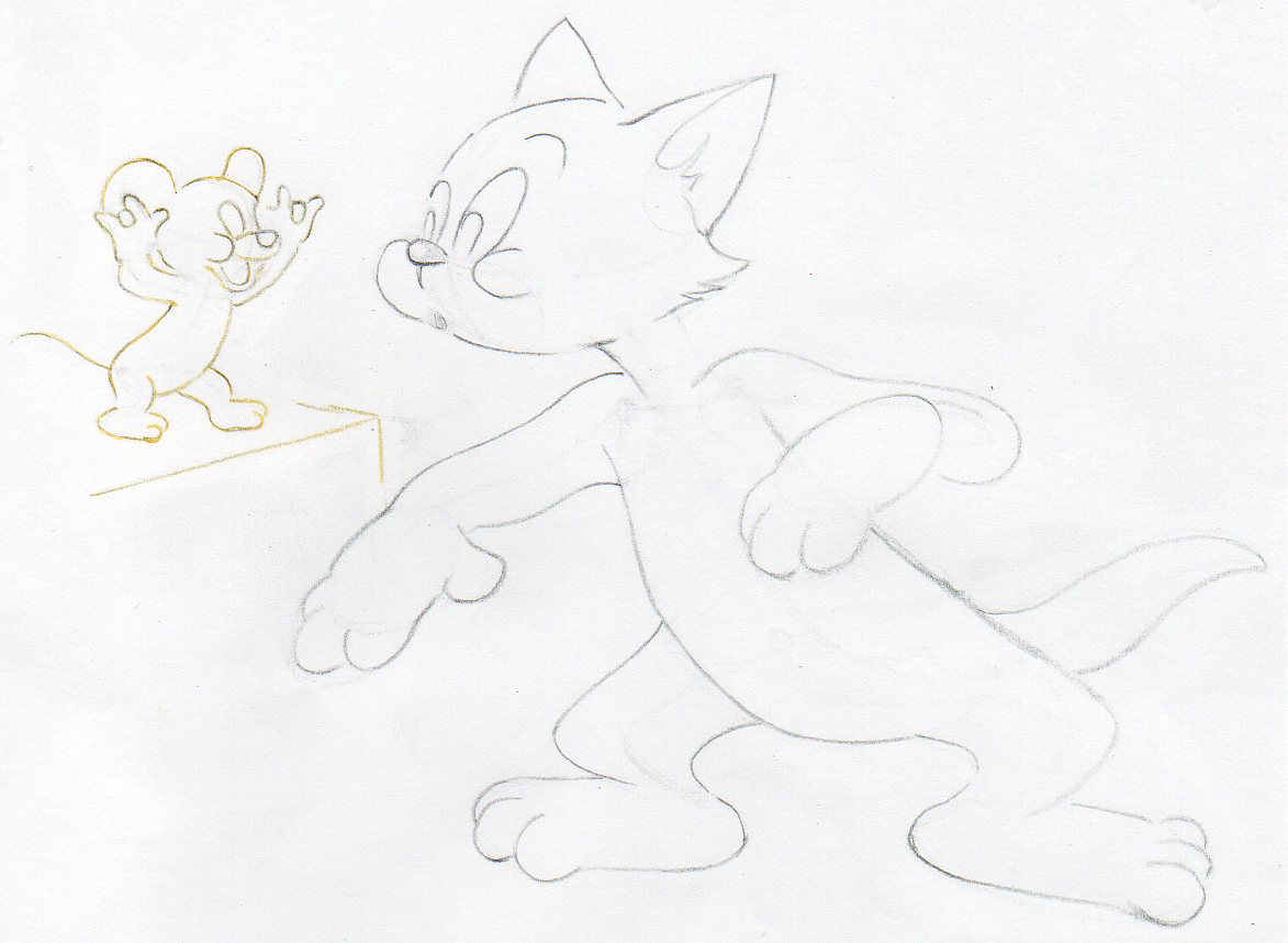 Tom Drawing Line - Tom & Jerry Sticker, HD Png Download - vhv