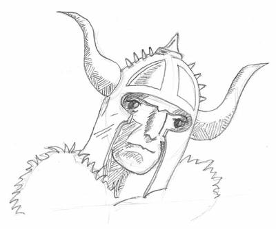 viking warrior head drawing