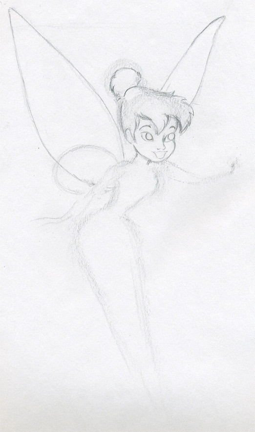pencil drawing of tinkerbell