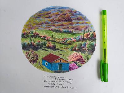 Imaginary art with colored ballpens
