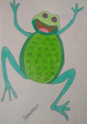 how to draw a jumping frog for kids