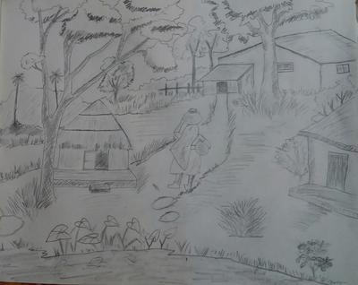 My Pencil Sketch Landscape Drawing Size A3 Size  GranNino