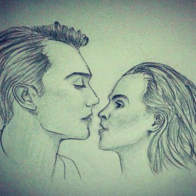 romantic easy couple drawing