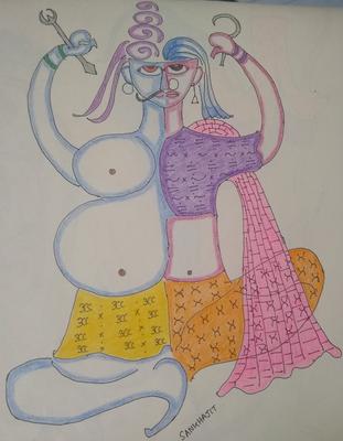 Shiv Shakti -Ii, Drawing by Manju Narain | Artmajeur