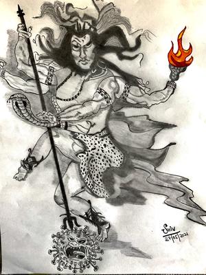Lord Shiva Art Angry Trishul Maha Shivratri Hinduism